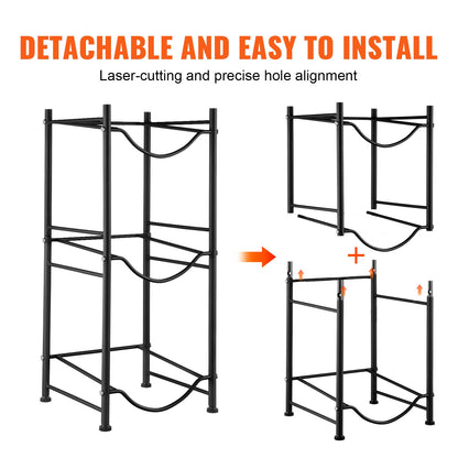 3-stufiger Wasserflaschenhalter, einreihiges Wasserflaschenregal für 3 Flaschen, Schwarz