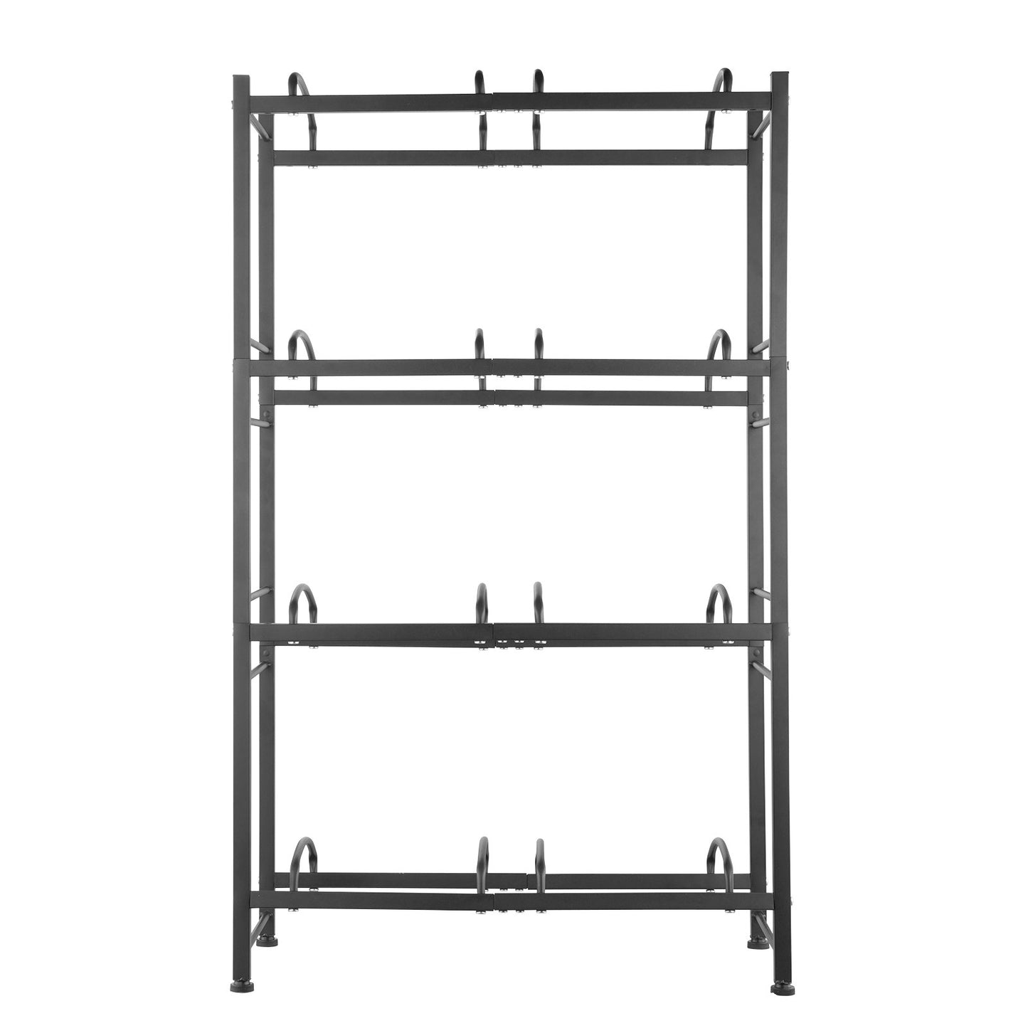 4-stufiger Wasserflaschenhalter, zweireihiges Wasserflaschenregal für 8 Flaschen, Schwarz