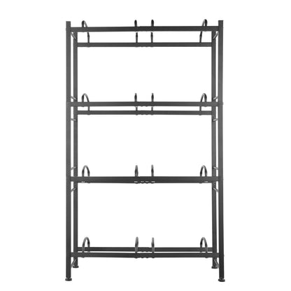 4-stufiger Wasserflaschenhalter, zweireihiges Wasserflaschenregal für 8 Flaschen, Schwarz