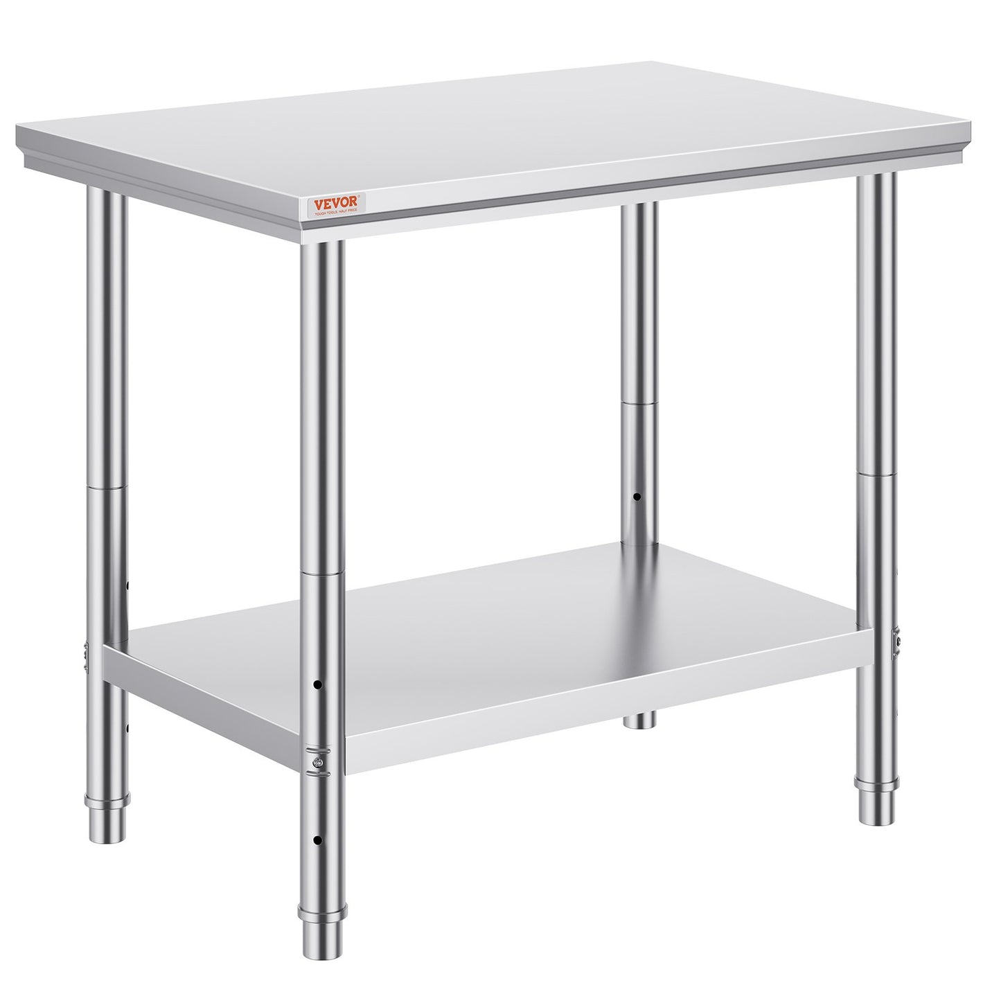 Arbeitstisch 24 x 36 x 32 Zoll NSF-Edelstahl-Arbeitstisch für gewerbliche Küchenvorbereitungswerkbank 60 x 90 x 80 cm mit unterem Regal, Arbeitstisch in Silber für gewerbliche Küchenrestaurants