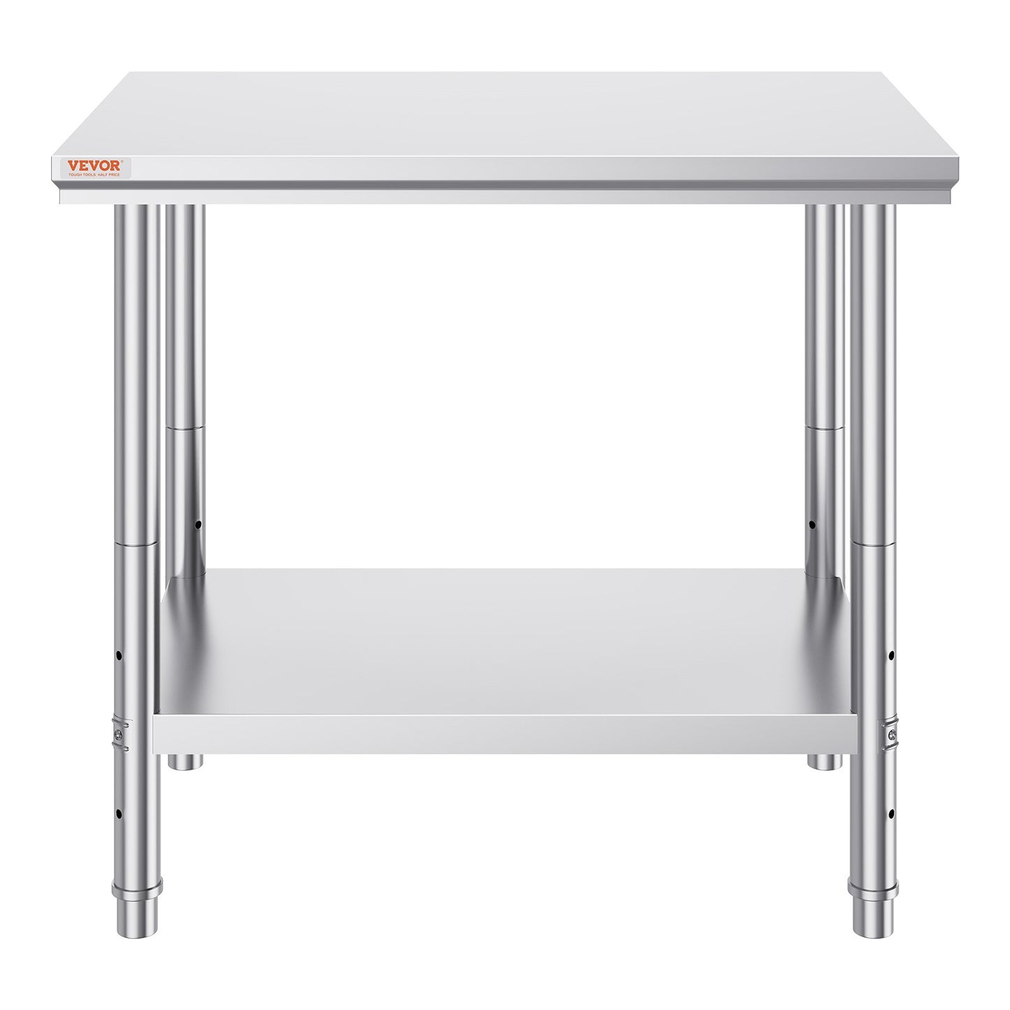 Arbeitstisch 24 x 36 x 32 Zoll NSF-Edelstahl-Arbeitstisch für gewerbliche Küchenvorbereitungswerkbank 60 x 90 x 80 cm mit unterem Regal, Arbeitstisch in Silber für gewerbliche Küchenrestaurants