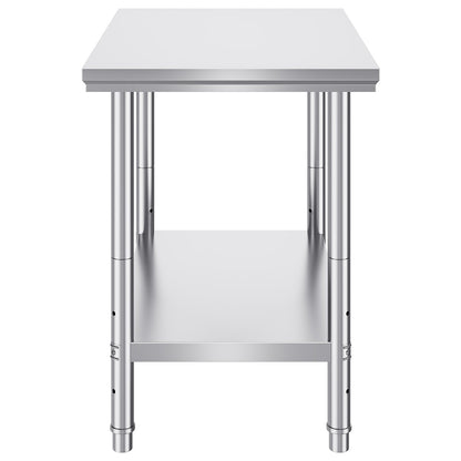Arbeitstisch 24 x 36 x 32 Zoll NSF-Edelstahl-Arbeitstisch für gewerbliche Küchenvorbereitungswerkbank 60 x 90 x 80 cm mit unterem Regal, Arbeitstisch in Silber für gewerbliche Küchenrestaurants
