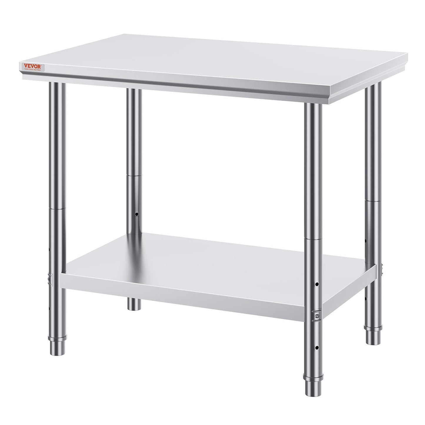 Arbeitstisch 24 x 36 x 32 Zoll NSF-Edelstahl-Arbeitstisch für gewerbliche Küchenvorbereitungswerkbank 60 x 90 x 80 cm mit unterem Regal, Arbeitstisch in Silber für gewerbliche Küchenrestaurants
