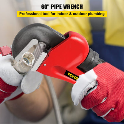 Rörnyckel, 60 tum, Kraftig gjutjärn Rak VVS-skiftnyckel, Justerbart VVS-verktyg för Handfat Kran Toalettskål Badrum Köksavlopp Reparation Installation