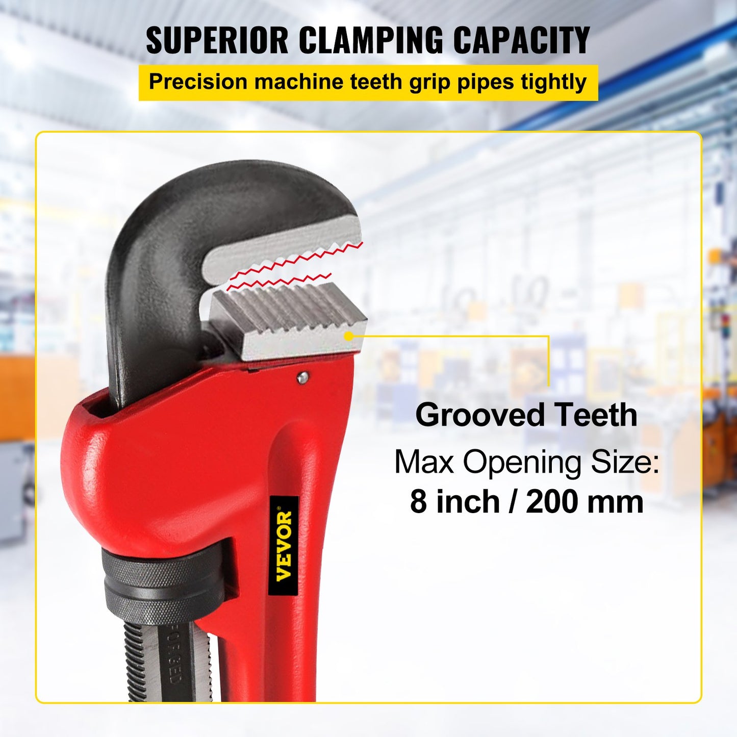 Rörnyckel, 60 tum, Kraftig gjutjärn Rak VVS-skiftnyckel, Justerbart VVS-verktyg för Handfat Kran Toalettskål Badrum Köksavlopp Reparation Installation