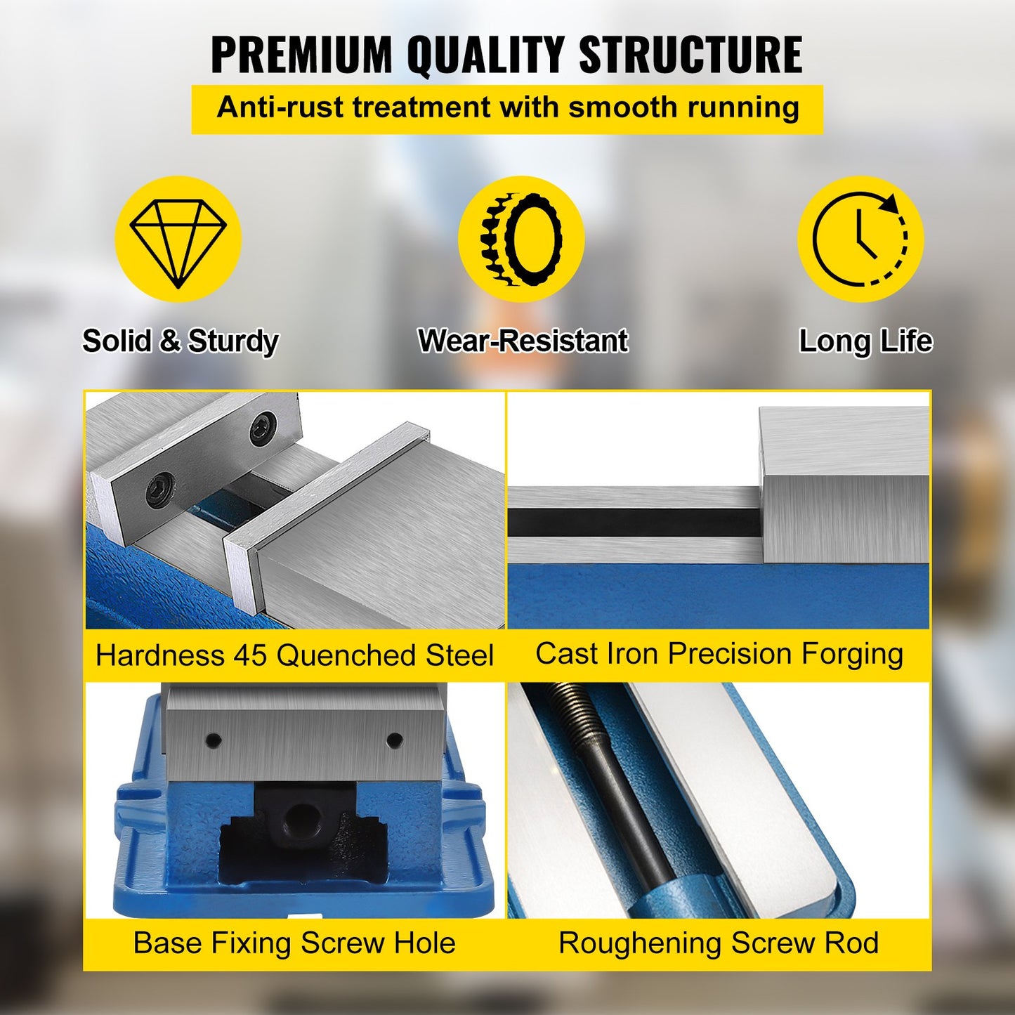 Leistungsstarker 6-Zoll-Präzisionsschraubstock, 59,4 Pfund Schraubstock Maschinenschraubstock Präzisionszubehörsatz, 1-3/4 Zoll Backenpräzisionsspannschraubstock mit Feststellfunktion