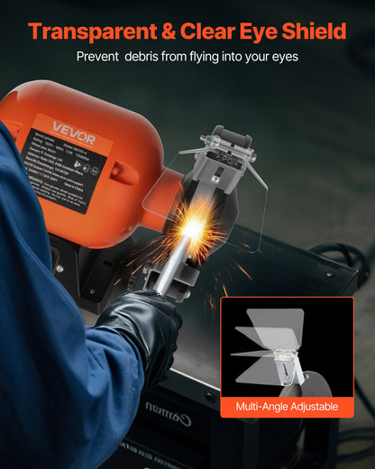 Bench Grinder, 6-inch Single Speed Bench Grinder, 1750RPM Low-Speed Table Grinders with 250W 2A Induction Motor, 36/60-Grit Grinding Wheels & Adjustable Tool Rest for Precise Sharpening Grinding