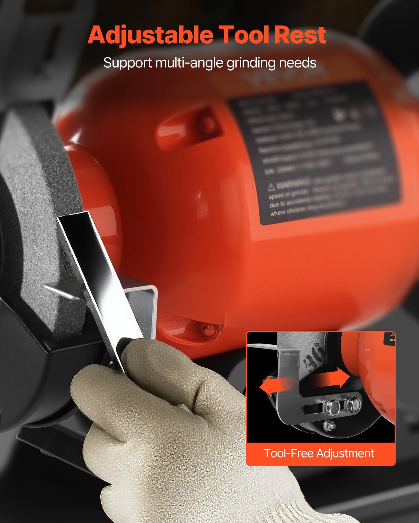 Bench Grinder, 6-inch Single Speed Bench Grinder, 1750RPM Low-Speed Table Grinders with 250W 2A Induction Motor, 36/60-Grit Grinding Wheels & Adjustable Tool Rest for Precise Sharpening Grinding
