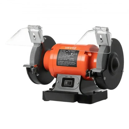 Bench Grinder, 6-inch Single Speed Bench Grinder, 3450RPM High-Speed Table Grinders with 450W 3.8A Induction Motor, 36/60-Grit Grinding Wheel & Adjustable Eye Shield for Fast Sharpening Grinding