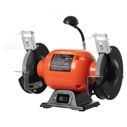 Bench Grinder, 6-inch Single Speed Bench Grinder, 3450RPM High-Speed Table Grinders with 250W 2.1A Induction Motor, 36/60-Grit Grinding Wheels & LED Work Light for Fast Sharpening Grinding