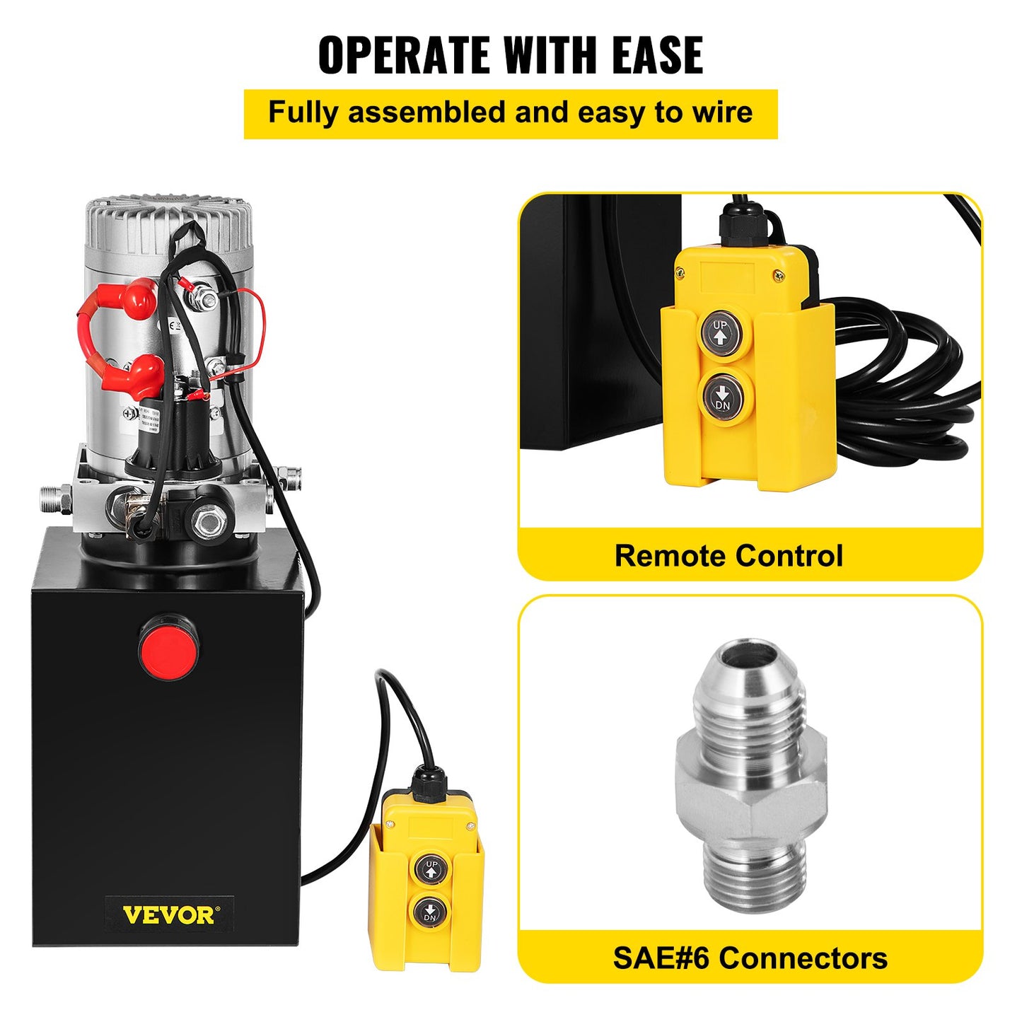 Hydraulic Pump Electric Hydraulic Pump 6 Quart Single Acting Metal Reservoir for Dump Trailer