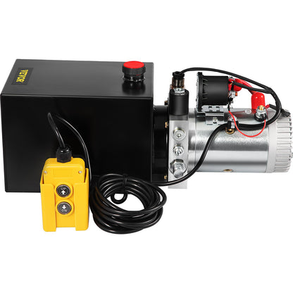 6L Hydraulic Pump Single Acting Hydraulic Unit Dc12V, Single Acting Hydraulic Power Pack Tank Hand Pump 6 Quart 3200 PSI Max 6 Port Connector