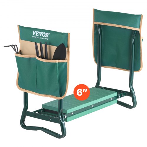 Garden Kneeler and Seat, 6 in Wide Kneeling Pad, Heavy Duty Garden Kneeling Stool, Folding Garden Seat with 2 Tool Bags, Relieve Knee & Back Pain, Portable Garden Bench for Women Grandparents