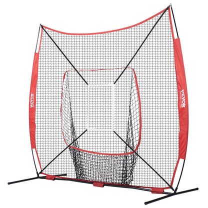 7x7 ft baseball softball träningsnät, bärbart baseball träningsnät för att slå Catching pitching, backstop baseball utrustning med båge ram, bärväska, strike Zone, boll, tee, bollsamlare