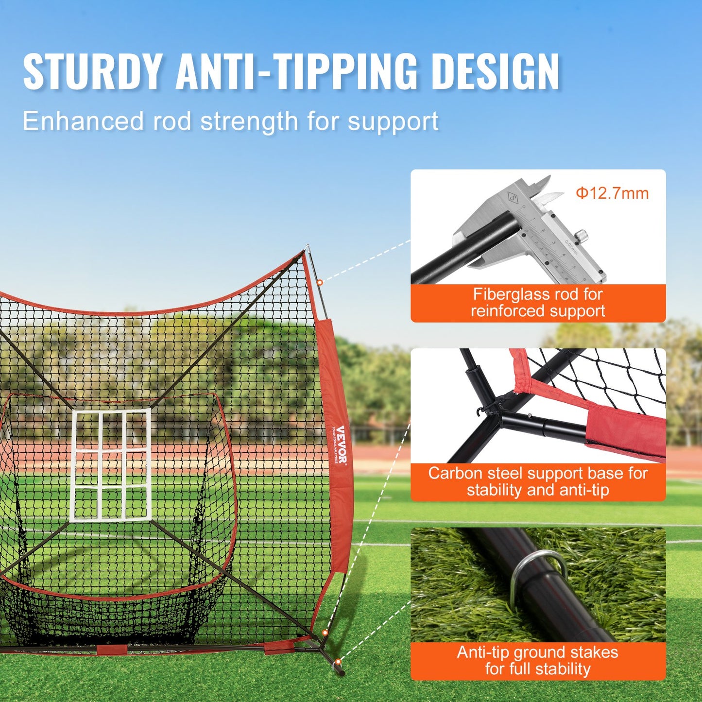 7x7 ft Baseball Softball Training Net, Portable Baseball Training Net for Hitting Catching Pitching, Backstop Equipment with Bow, Carrying Bag, Strike Zone, 12 Balls, Tee and Ball Collector