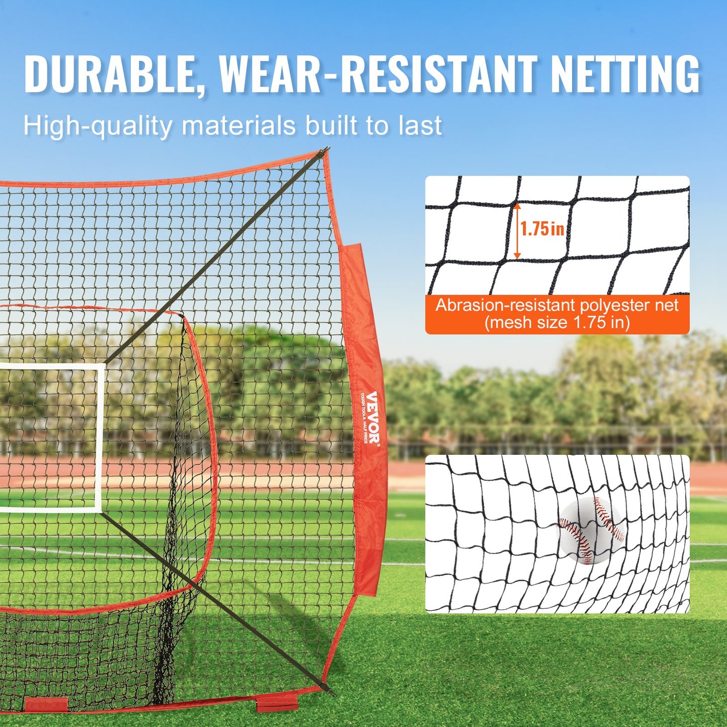 7x7 ft Baseball Softball Training Net, Portable Baseball Training Net for Hitting Batting Catching Pitching, Backstop Baseball Equipment Training Aid with Strike Zone (Net Only, Without Support Frame)