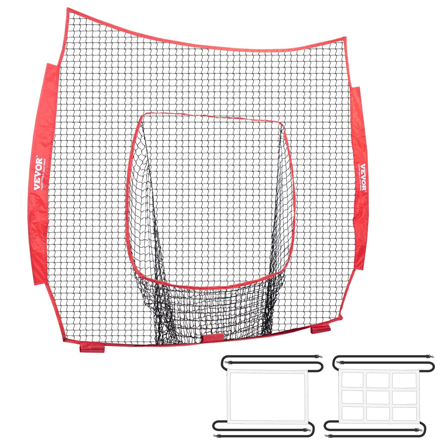 7x7 ft Baseball Softball Training Net, Portable Baseball Training Net for Hitting Batting Catching Pitching, Backstop Baseball Equipment Training Aid with Strike Zone (Net Only, Without Support Frame)