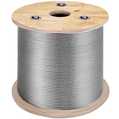 3/16 Inch 7x19 Stainless Steel Aircraft Cable Reel 500FT Stainless Steel Cable T304 Wire Rope Winch Cable Replacement (T304)