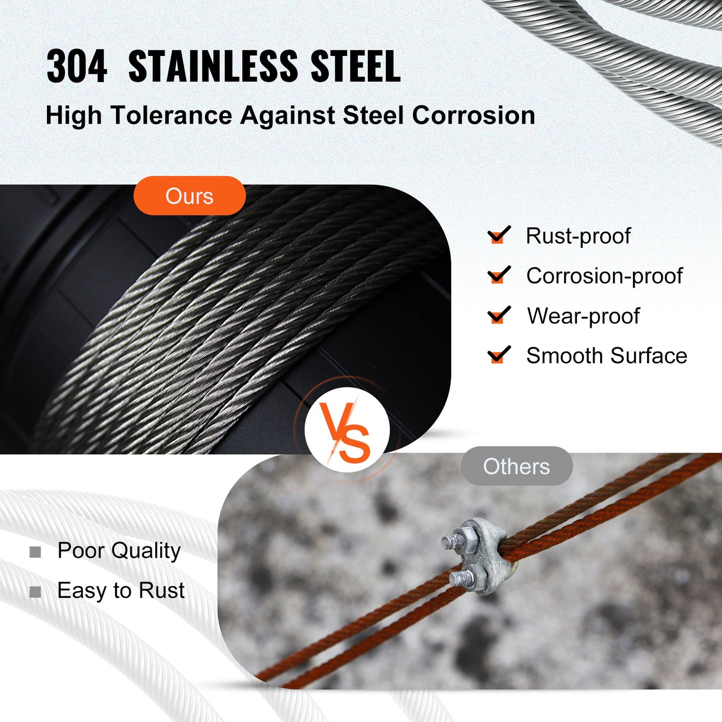 3/16 Inch 7x19 Stainless Steel Aircraft Cable Reel 500FT Stainless Steel Cable T304 Wire Rope Winch Cable Replacement (T304)