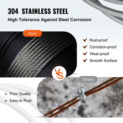 3/16 Inch 7x19 Stainless Steel Aircraft Cable Reel 500FT Stainless Steel Cable T304 Wire Rope Winch Cable Replacement (T304)