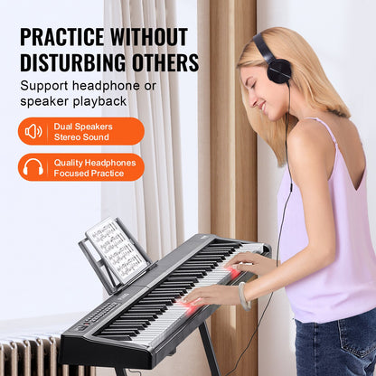 88 Keys Digital Piano Keyboard Semi-Weighted Electric Portable Full Size