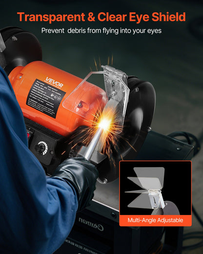 Bench Grinder, 8-inch Variable Speed Bench Grinder, 2000-3450RPM Table Grinders with 550W 5.0A Induction Motor, 36/60-Grit Grinding Wheel & Adjustable Eye Shield for Sharpening Grinding