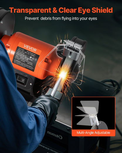 Bench Grinder, 8-inch Single Speed Bench Grinder, 3450RPM High-Speed Table Grinders with 550W 4.5A Induction Motor, 36/60-Grit Grinding Wheel & Adjustable Eye Shield for Fast Sharpening Grinding