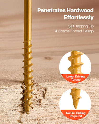 Wood Screws 350 PCS, #8 x 2-Inch Anti-Rust Coated, Exterior Deck Screw Torx/T25 Star Drive, Metal Rust-Resistant Outdoor Decking Screws with 2 Screw Connectors, for Decking Fencing Framing