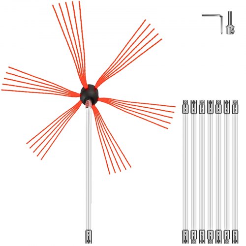 Chimney Sweep Kit 26FT, Chimney Brush 315 Inch Chimney Brush Rod Kit 8 Rods with Nylon Flexible Rods .