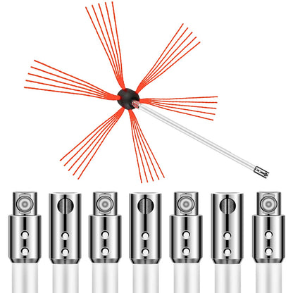 Flexibla skorstensrengöringsstänger, 26 ft soparstänger, nylonsotare skorstensrengöringssats, flexibla borsthuvuden soparstänger Lätt att ansluta skorstensborste med 8 vita stavar