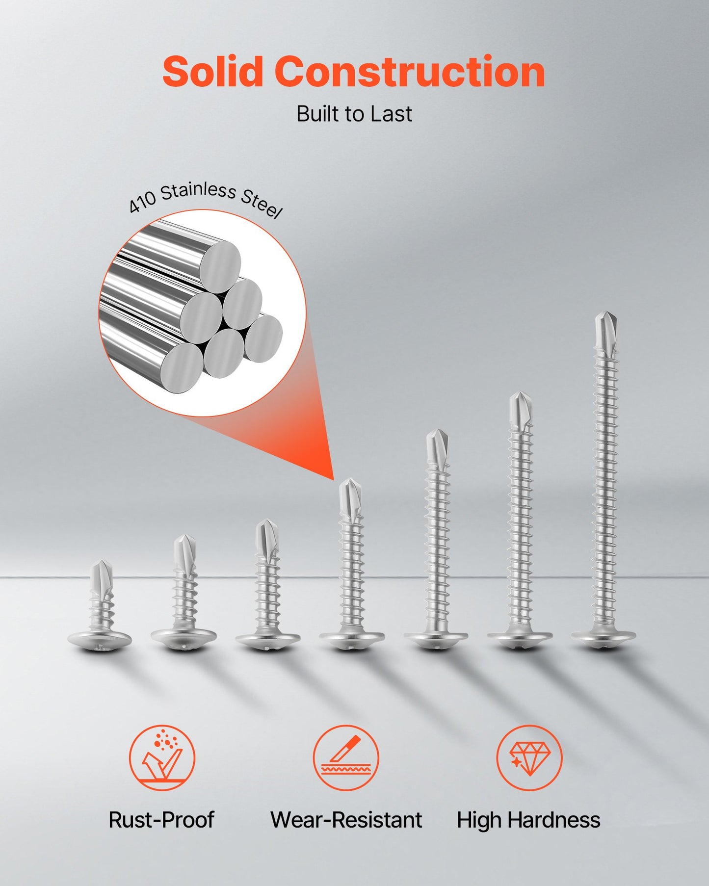#8 Self Drilling Wood Screws, 3/4 Inch Long 350 PCS Truss Head Wood Screws, Phillips Drive Quick Metal Self Tapping Screw, Stainless Steel and Full Thread, Screwdriver Bit Included, Silver
