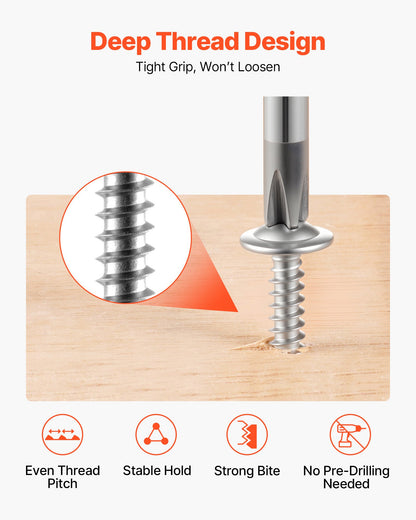 #8 Self Drilling Wood Screws, 3/4 Inch Long 350 PCS Truss Head Wood Screws, Phillips Drive Quick Metal Self Tapping Screw, Stainless Steel and Full Thread, Screwdriver Bit Included, Silver