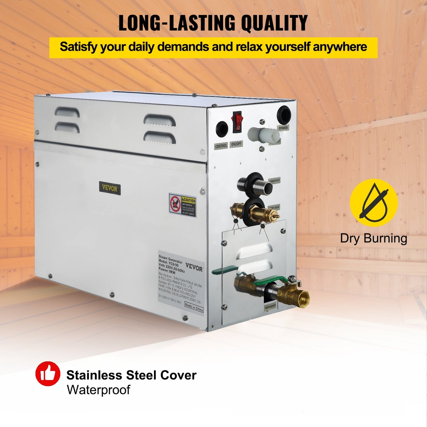 9KW Steam Generator Steam Generator for SPA Room Digital Display Steam Generator 35℃-55℃ Sauna Steam Generator for Home Commercial Steam Generator Kit Steam Bath Generator