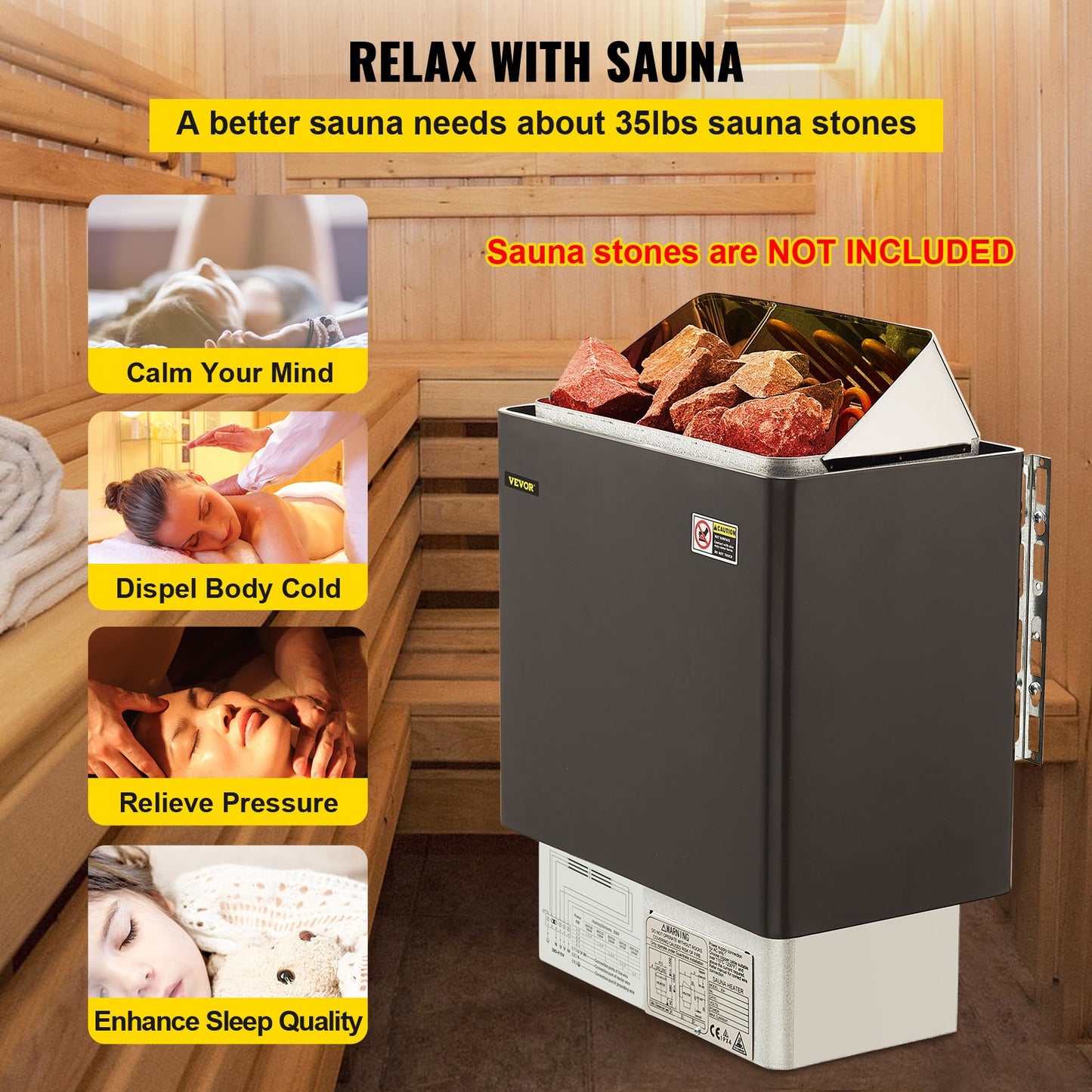 Elektrisk Bastuvärmare M/ Extern Styrning 9kw Bastu Spis För Spa Bastu Rum