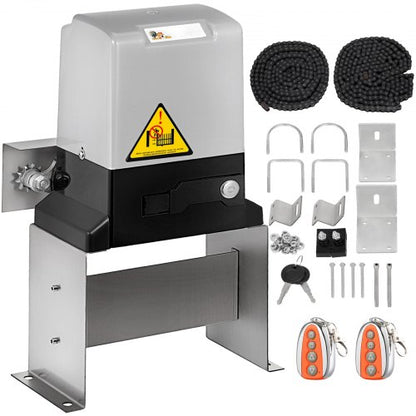 Sliding Gate Opener, AC1400 3100LBS, with 2 Remote Controls, Gate Operator Hardware Kit for Security, Move Speed 43ft Per Min, Electric Rolling Driveway Slide Gate Motor