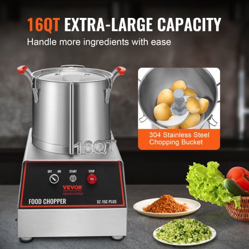 Food Processor Vegetable Chopper 1400W 16 Quarts Stainless Steel Blender | EU