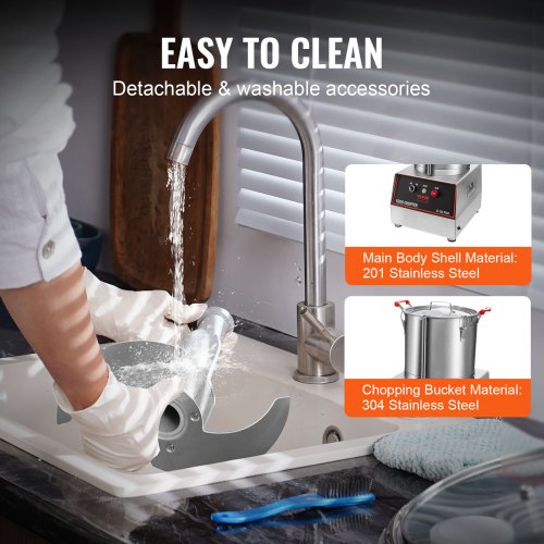 Food Processor Vegetable Chopper 1400W 16 Quarts Stainless Steel Blender | EU