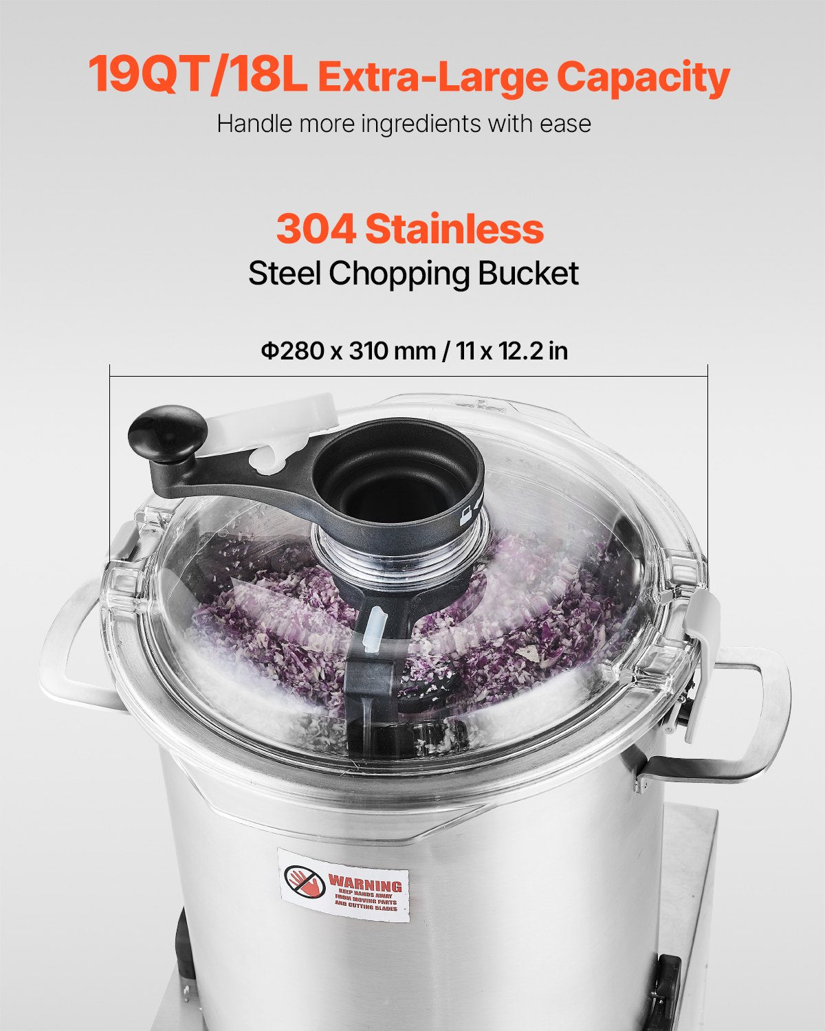 Food Processor &amp; Vegetable Chopper 18L Food Grade Stainless Steel Mixer