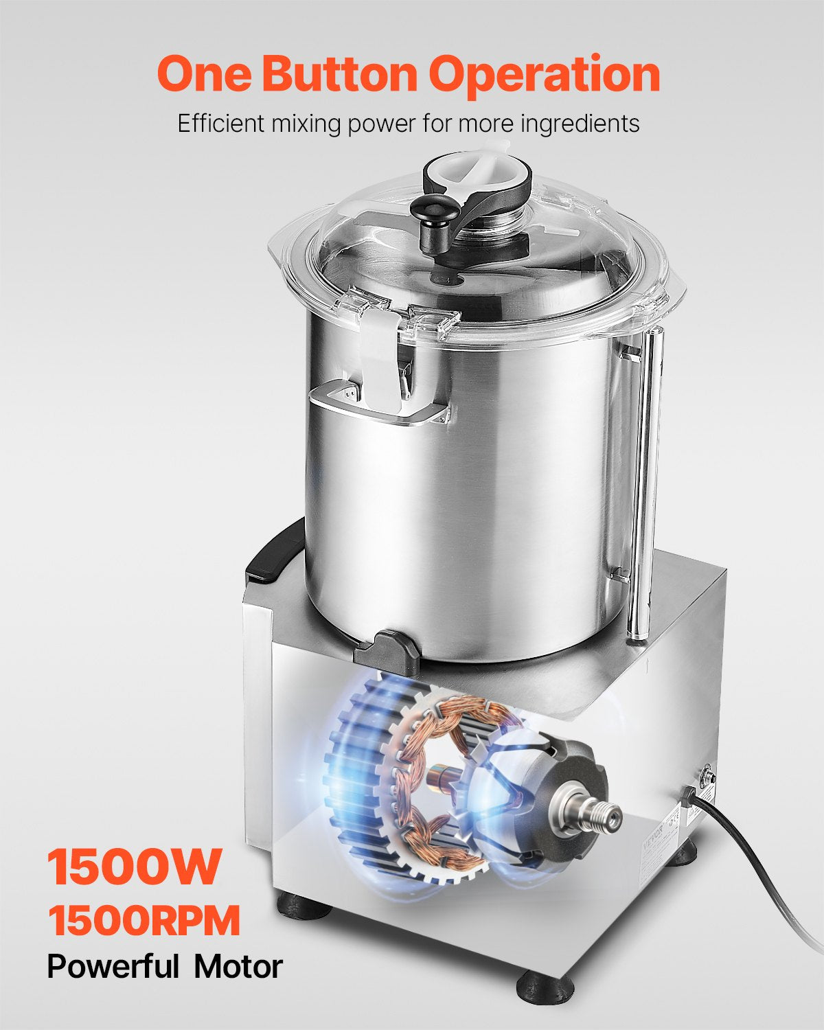 Food Processor &amp; Vegetable Chopper 18L Food Grade Stainless Steel Mixer