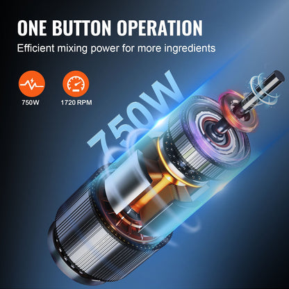 Küchenmaschine und Gemüseschneider, 750 W, 7 Quarts, Edelstahlmixer