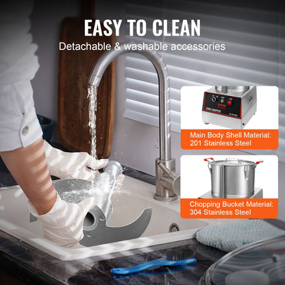 Küchenmaschine und Gemüseschneider, 750 W, 7 Quarts, Edelstahlmixer