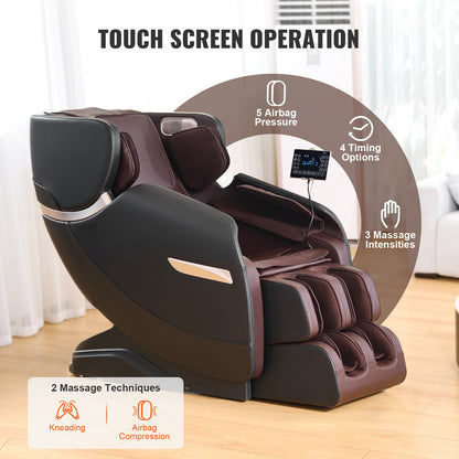 Massage Chair - Full Body Zero Gravity Recliner with Multi Auto Modes, 3D Shiatsu, Heating, Bluetooth Speaker, Airbag, Foot Roller, and Touch Screen