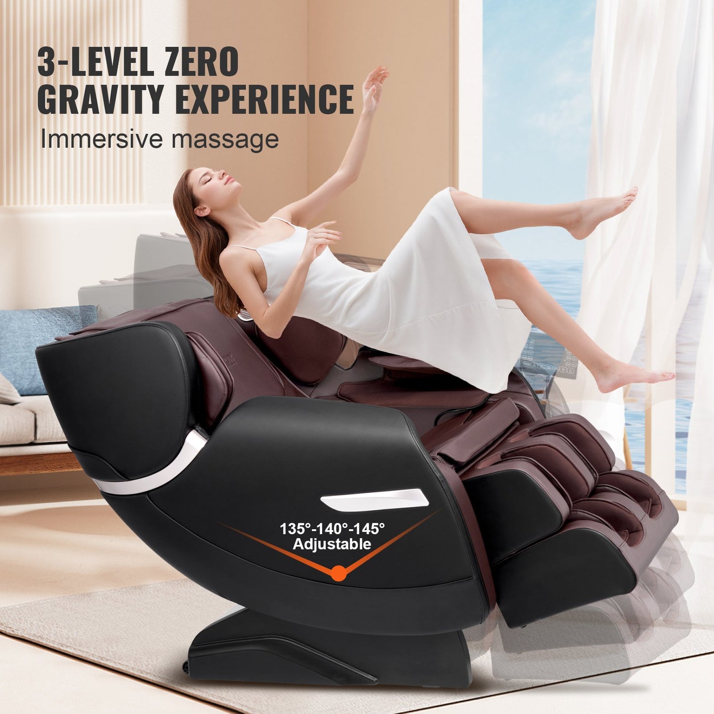 Helkroppsmassagestol 0 Gravity 3D Shiatsu Fåtölj 6 lägen Relax Stol