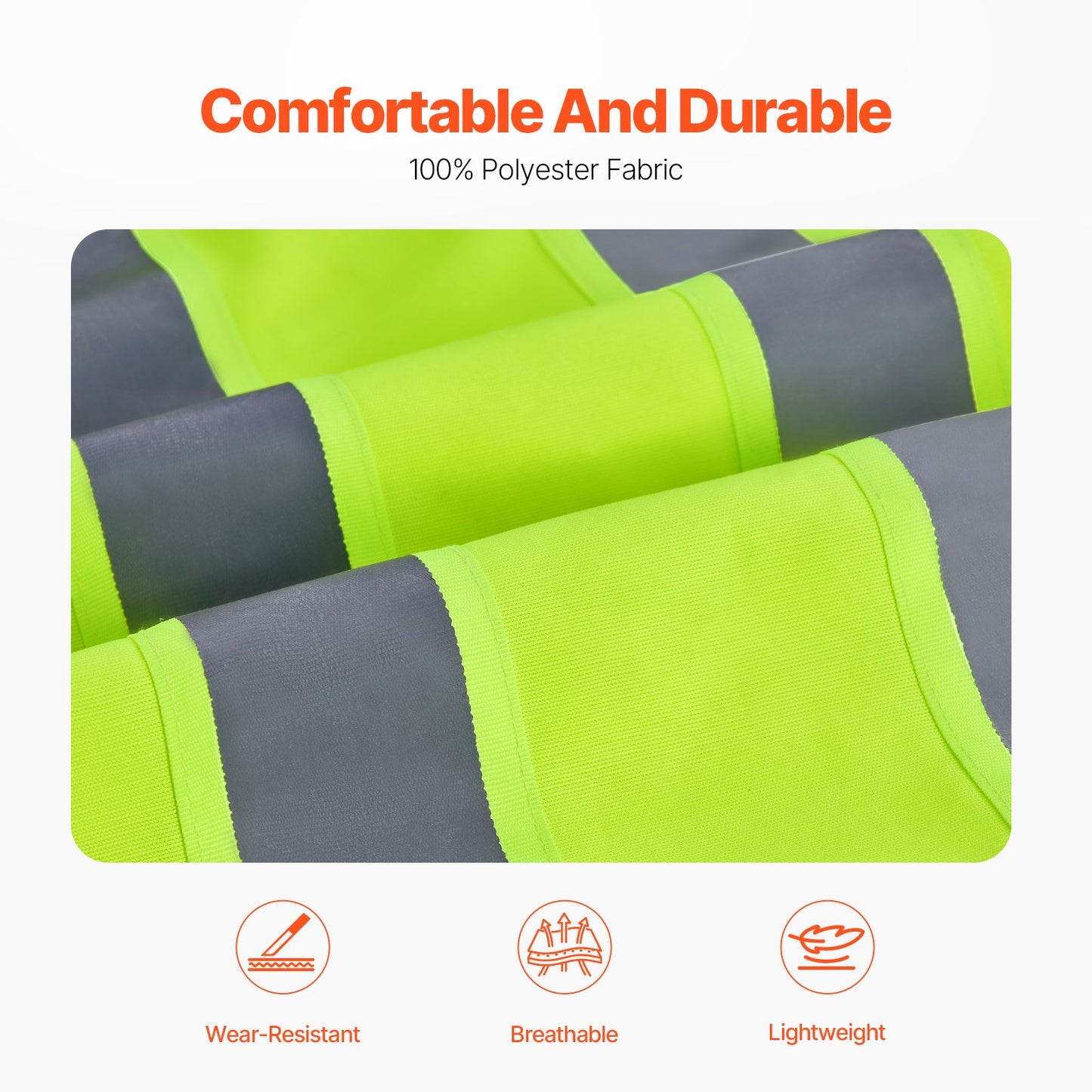 Safety Vest, 10 Pockets Yellow Safety Vest, High Visibility Zipper Front Safety Vest with Reflective Strips, Hi Vis Work Construction Vest with Pockets and Walkie-Talkie Clip, for Men & Woman
