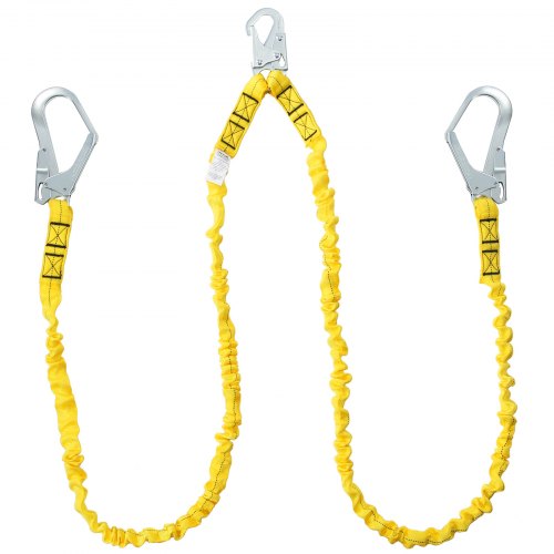 38mm Safety Lanyard, 6ft(1.83m) Fall Protection Lanyard with 2 Alloy Steel Snap Hooks, Retractable Safety Belt for Outdoor/Indoor Tree Climbing, 30KN Breaking Tension Lanyard, Yellow