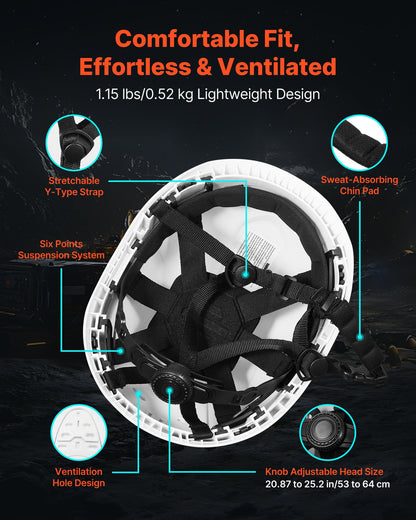 Safety Helmet, ANSI/ISEA Z89.1 Approved ABS Safety Hard Hat with 6-Point Ratchet Suspension, Adjustable Vented Hardhat for Men Women Adults, for Outdoor Indoor Industrial Construction Workwear