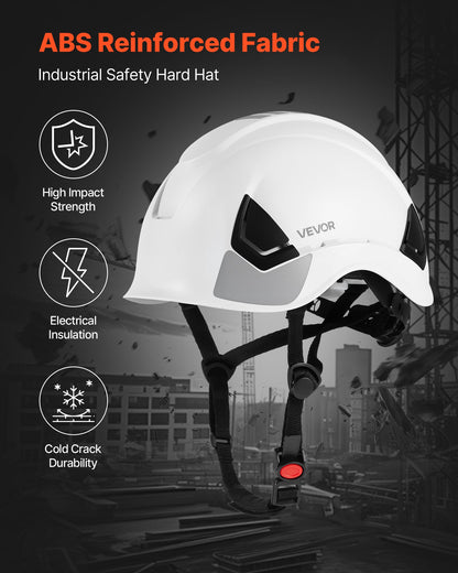 Construction Safety Helmet, ANSI/ISEA Z89.1 Approved ABS Safety Hard Hat with 6-Point Ratchet Suspension, Adjustable Vented Hardhat for Men Women Adults, for Outdoor Indoor Industrial Workwear