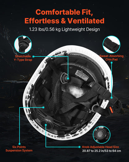 Construction Safety Helmet, ANSI/ISEA Z89.1 Approved ABS Safety Hard Hat with 6-Point Ratchet Suspension, Adjustable Vented Hardhat for Men Women Adults, for Outdoor Indoor Industrial Workwear