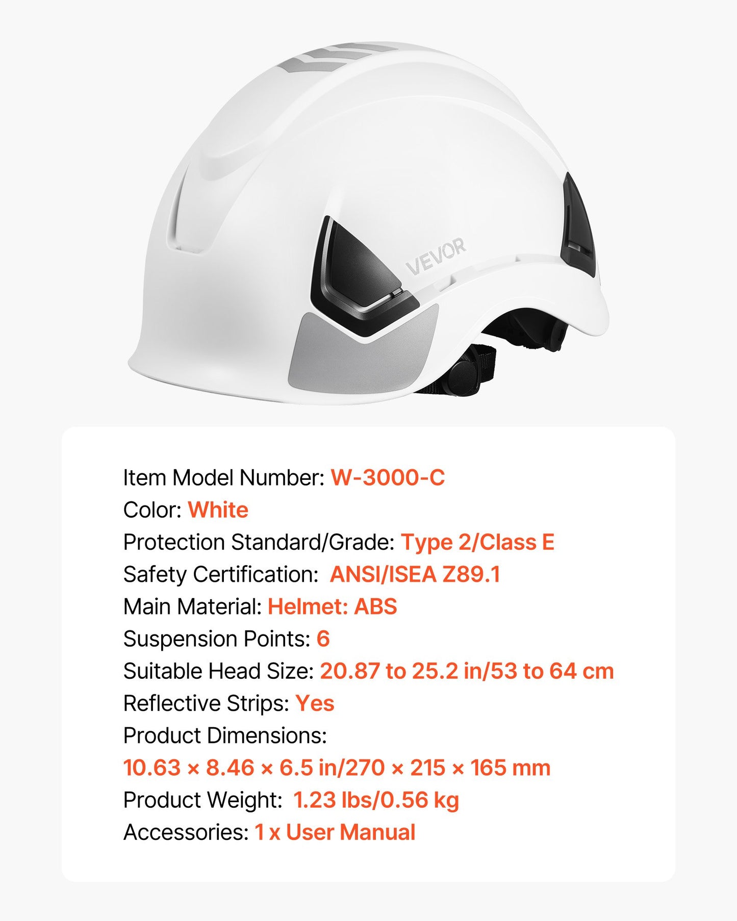 Construction Safety Helmet, ANSI/ISEA Z89.1 Approved ABS Safety Hard Hat with 6-Point Ratchet Suspension, Adjustable Vented Hardhat for Men Women Adults, for Outdoor Indoor Industrial Workwear