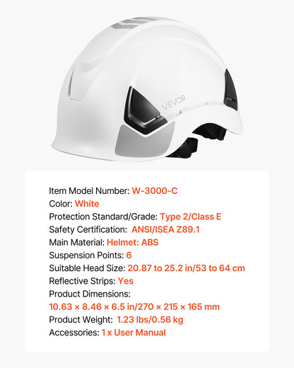 Construction Safety Helmet, ANSI/ISEA Z89.1 Approved ABS Safety Hard Hat with 6-Point Ratchet Suspension, Adjustable Vented Hardhat for Men Women Adults, for Outdoor Indoor Industrial Workwear